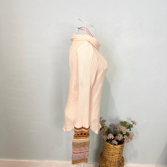 Stunning baby pink Free People long sleeve ribbed henley thermal sweater top - Picture 4 of 7